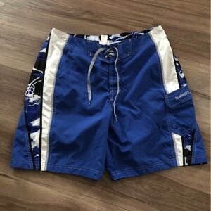 SPEEDO Blue White Black Swim Trunks Men Size Large